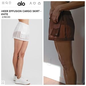 Alo yoga RARE sample sheer effusion cacao brown cargo pocket mini skirt Xs S